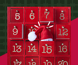 Adventskalender mit Weihnachtsmütze