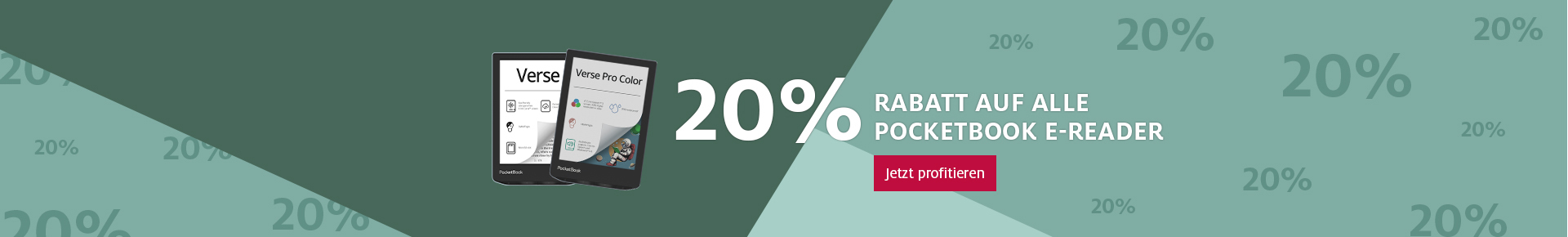 20% Rabatt auf alle PocketBook E-Reader