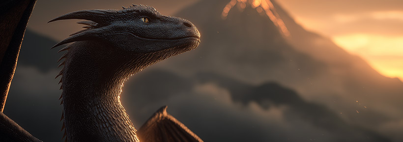 Drache im Sonnenuntergang