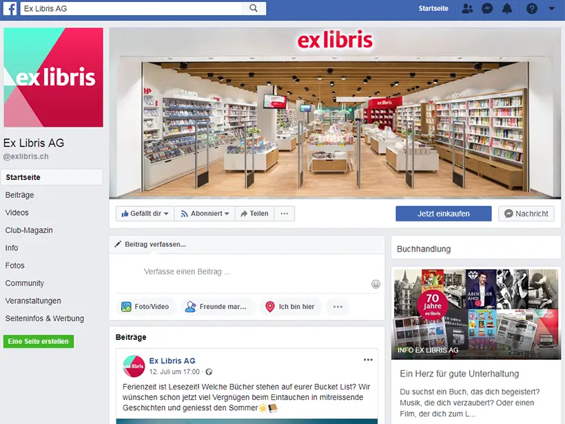 Facebook-Seite von Ex Libris