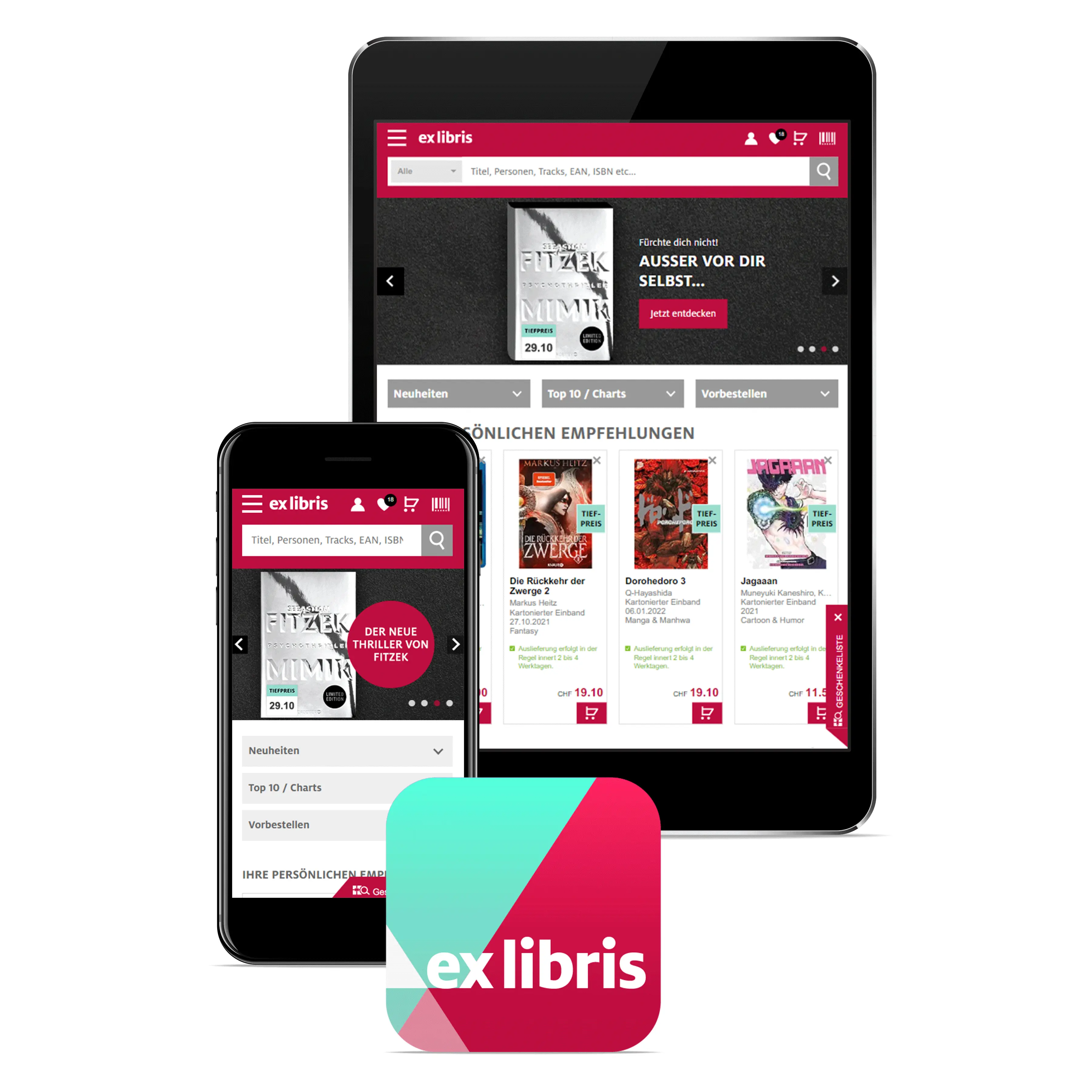 Ex Libris App auf Smartphone und Tablet