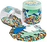 Hama 2053 - Dose mit 4000 Midi-Bügelperlen & Stiftplatten (Auto/Segelboot/Flugzeug) Spiel