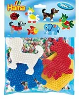 Hama 4416 - Elefant, Papagei, Hund, Sechseck, Stiftplatten und Bügelperlen midi, 3000 Stück Spiel