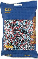 Hama 201-91 - DIY Bügelperlen Midi 5+, ca. 3000 Stück, Mix 91 gestreift Spiel