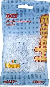 HAMA Perlen Transparent Weiß 1000 Stück Spiel