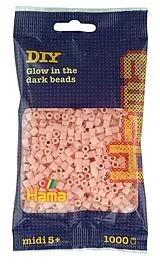 Hama 207-56 - DIY Bügelperlen Midi 5+, ca. 1000 Stück, Leucht-Rot (nachtleuchtend) Spiel