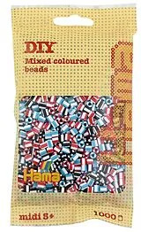 Hama 207-91 - DIY Bügelperlen Midi 5+, ca. 1000 Stück, Mix 91 gestreift Spiel