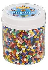 Hama 209-00 - Perlen, Dose mit 3000 Midi-Perlen, Bügelperlen, Volltonmix 10 Farben Spiel