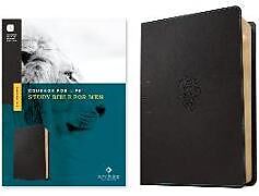 Couverture en cuir NLT Courage for Life Study Bible for Men, Filament Enabled (Leatherlike, Onyx Lion) de 