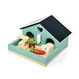 Tender Leaf 7508163 - Kaninchenstall mit Zubehör, Holz, Pet Rabbit Set, Puppenhaus-Zubehör Spiel