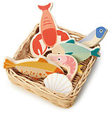 Tender Leaf 7508289 - Fischkorb, Weidenkorb mit Meeresfrüchte, Seafood Basket, Kaufladen-Zubehör Spiel