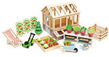 Tender Leaf 7508371 - Mini-Gewächshaus mit Zubehör, Garten-Spielset, Puppenhaus-Erweiterung, Holz, 26-teilig Spiel