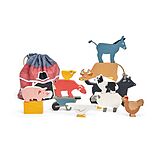 Tender Leaf 7508480 - Stapelspiel, Bauernhoftiere mit Stofftasche, Tierfiguren, 13-teilig Spiel