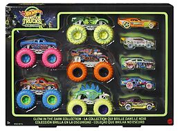 Hot Wheels Monster Trucks-Multipack mit Leuchteffekt im Dunkeln Spiel