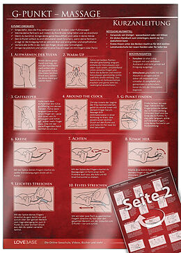 Textkarten / Symbolkarten G-Punkt Massage Kurzanleitung (2023) - 23 Massage-Techniken für mehr Genuss beim Sex - Praktische Schnellübersicht und Spickzettel - von Yella Cremer