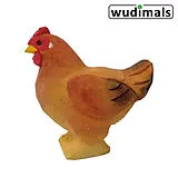 Wudimals A040629 - Huhn, Chicken, handgeschnitzt aus Holz Spiel