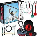 Schildkröt 980024 - Fun Sports, Slackers Ninja Line Starter Set, 11 Meter Hangelparcour, tolles 11-teiliges Komplettset, auch als Slackline nutzbar, mit 7 Hindernissen Spiel