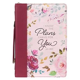 Article non livre Bible Cover Med Pink Floral I Know the Plans Jer. 29:11 de 