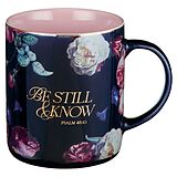 Article non livre Be Still and Know Midnight Blue Floral Ceramic Mug - Psalm 46:10 de 