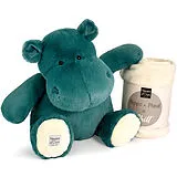 Hippo mit Kuscheldecke tannengrün, 45cm Spiel