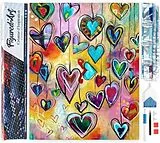 Figured'Art DP-052 - Diamond Painting, Herzen, 5D Bild (40x50cm) mit eckigen Steinen, DIY Bastelset Spiel