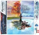 Figured'Art DP-1182 - Diamond Painting, Baum, 4 Jahreszeiten, 5D Bild (40x50cm) mit eckigen Steinen, DIY Bastelset Spiel