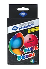 Donic-Schildkröt 649015 - Colour Popps Poly 40+, 6 farbige Tischtennisbälle Spiel