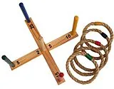 MTS Ringwurfspiel, Holz mit 5 Seil-Wurfringen Spiel