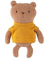 Sigikid 52904 - Kuschelfreunde Mini Mister O'Lui, Biberbär mit gelbem Pulli, Teddyfleece-Stofffigur, ca. 16 cm Spiel