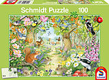 Tiere im Wald. Puzzle 100 Teile Spiel