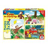Coco, der neugierige Affe, Spaß mit Coco, 3x24 Teile (Puzzle) Spiel
