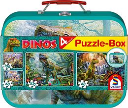 Dinos, Puzzle-Box, 2 x 60, 2 x100 Teile im Metallkoffer Spiel