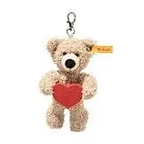 Steiff 112669 - Anhänger Fynn Teddybär Love, Teddy mit Herz, beige/rot, Plüsch-Schlüsselanhänger, 12 cm Spiel