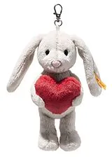 Steiff 11206 - Anhänger Hoppie Hase Love, hellgrau/rot, Plüsch-Schlüsselanhänger mit Herz, 15 cm Spiel