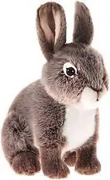 Heunec 274471 - Streichelzoo Hase, Plüschtier, grau/braun, 21 cm Spiel