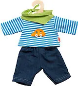 Pu-Jeans mit Streifenshirt, Gr. 35-45cm Spiel