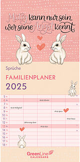 Kalender GreenLine  Sprüche 2025 Familienplaner, 22x45cm, Familienkalender mit effizienter Monatsaufteilung in 5 Spalten, für Familienorganisation, Schulferien und Stundenpläne, mit Spiralbindung von 