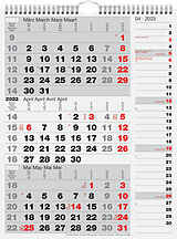 Kalender rido/idé 7033330003 3-Monatskalender Wandkalender 2023 1 Blatt = 3 Monate 30 x 39 cm, einteilig Fond: grau von 
