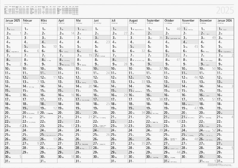 rido/idé 7033610005 Plakatkalender abwischbar Modell young design PLUS (2025)| 1 Seite = 13 Monate