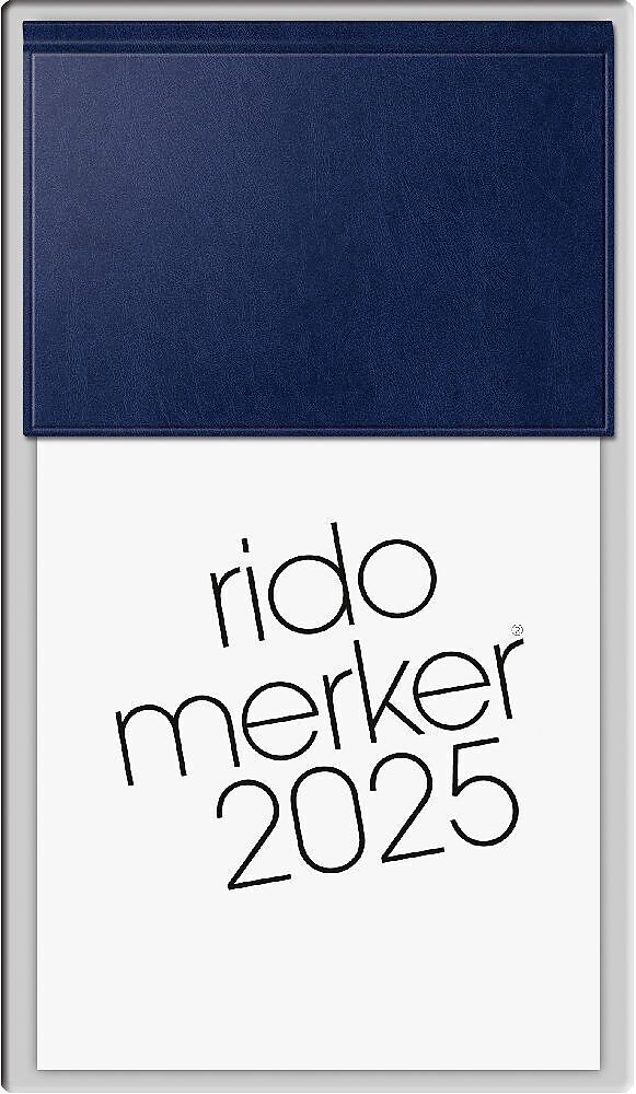rido/idé 7035003385 Vormerkbuch Modell Merker (2025)| 1 Seite = 1 Tag| 108 × 201 mm| 736 Seiten| Miradur-Einband| dunkelblau