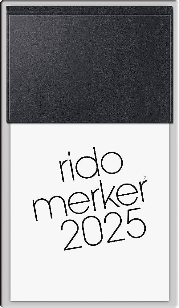 rido/idé 7035003905 Vormerkbuch Modell Merker (2025)| 1 Seite = 1 Tag| 108 × 201 mm| 736 Seiten| Miradur-Einband| schwarz