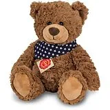 Teddy Hermann 91362 - Teddy braun mit Tuch, sitzend, 30 cm, Plüschtier Spiel