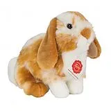 Teddy Hermann 93723 - Hase sitzend hellbraun weiß gescheckt, Bauernhoftier, Plüschtier, Stofftier, 20 cm Spiel