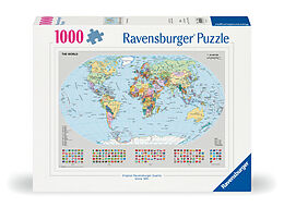 Ravensburger Puzzle 12000065 - Politische Weltkarte - 1000 Teile Puzzle für Erwachsene und Kinder ab 14 Jahren, Puzzle-Weltkarte mit Flaggen Spiel