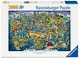 Erwachsenenpuzzle 5000 Teile - Weltkarte mit Sehenswürdigkeiten Spiel