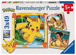 Ravensburger Kinderpuzzle - 12004062 Pokémon - Puzzle für Kinder ab 5 Jahren, mit 3x49 Teilen Spiel