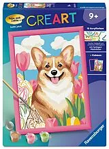 CreArt, Malen nach Zahlen Kinder - Corgi im Blütenmeer Spiel