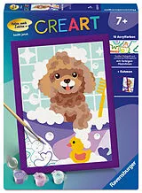 CreArt, Malen nach Zahlen Kinder - Badender Pudel Spiel