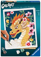 CreArt, Malen nach Zahlen Adults Trend - Feuerdrache Flora Spiel