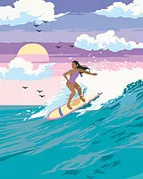 CreArt, Malen nach Zahlen Adults Trend - Wellenritt Spiel